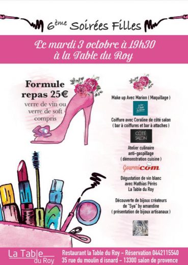 6e Soirée Filles à la Table du Roy le 3 octobre