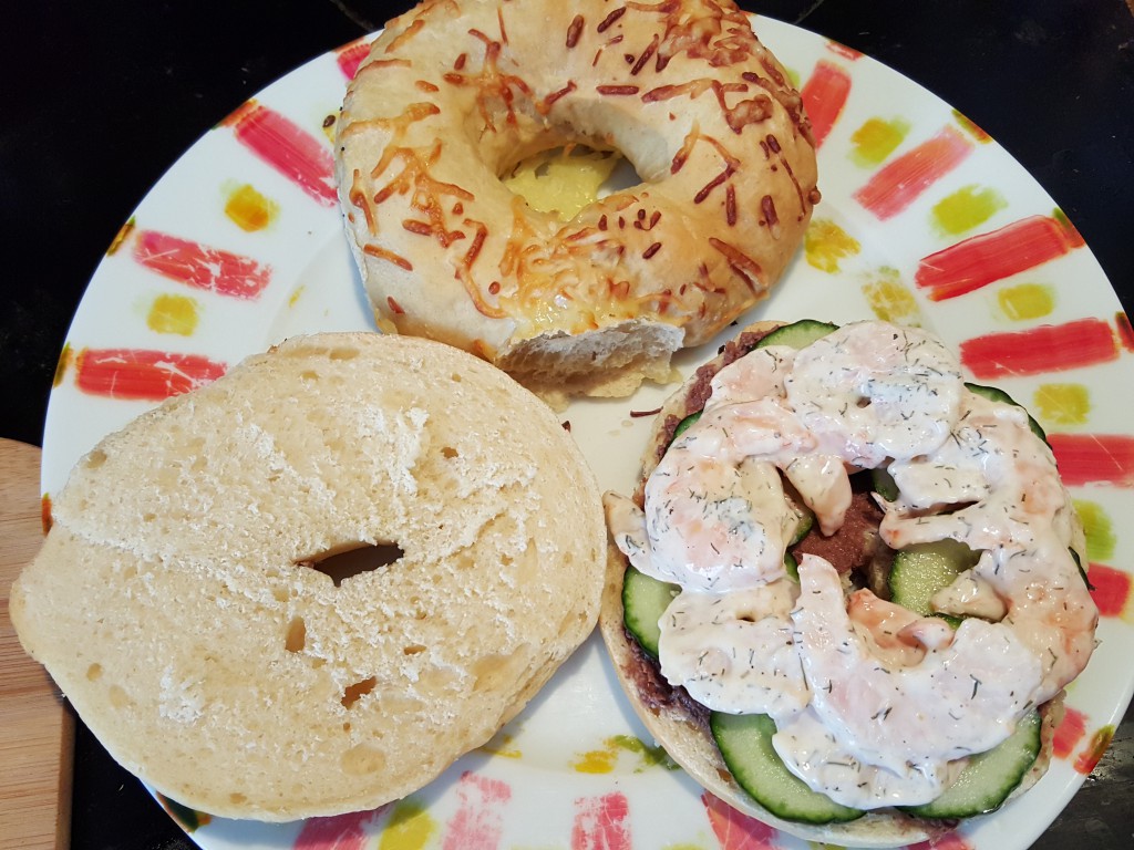 recette bagels crevettes concombre graines germées