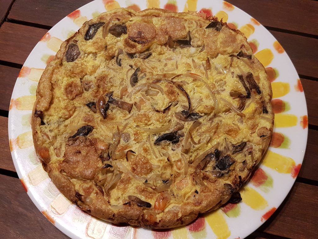 recette omelette crevettes champignons