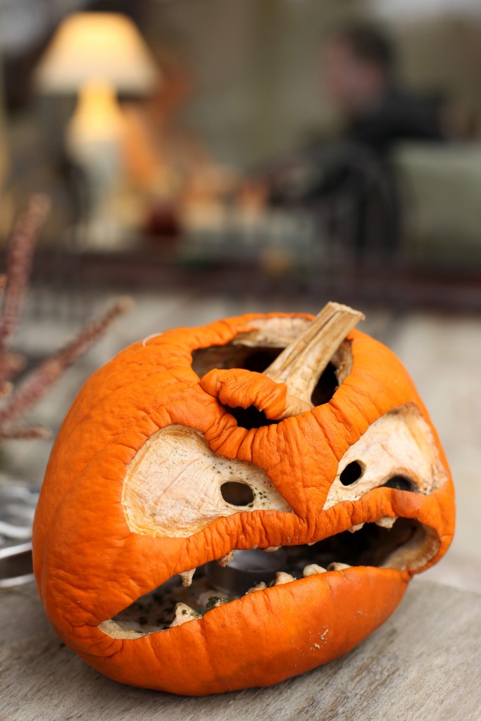 Halloween pumpkin with scary face