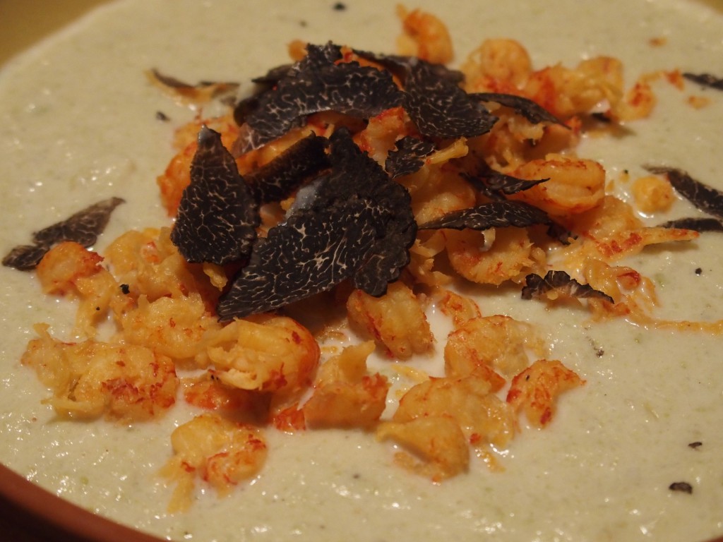 recette veloute chou fleur ecrevisses truffes