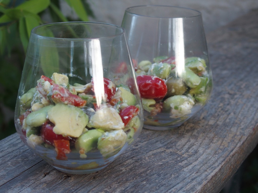 recette salade feves chevre tomates