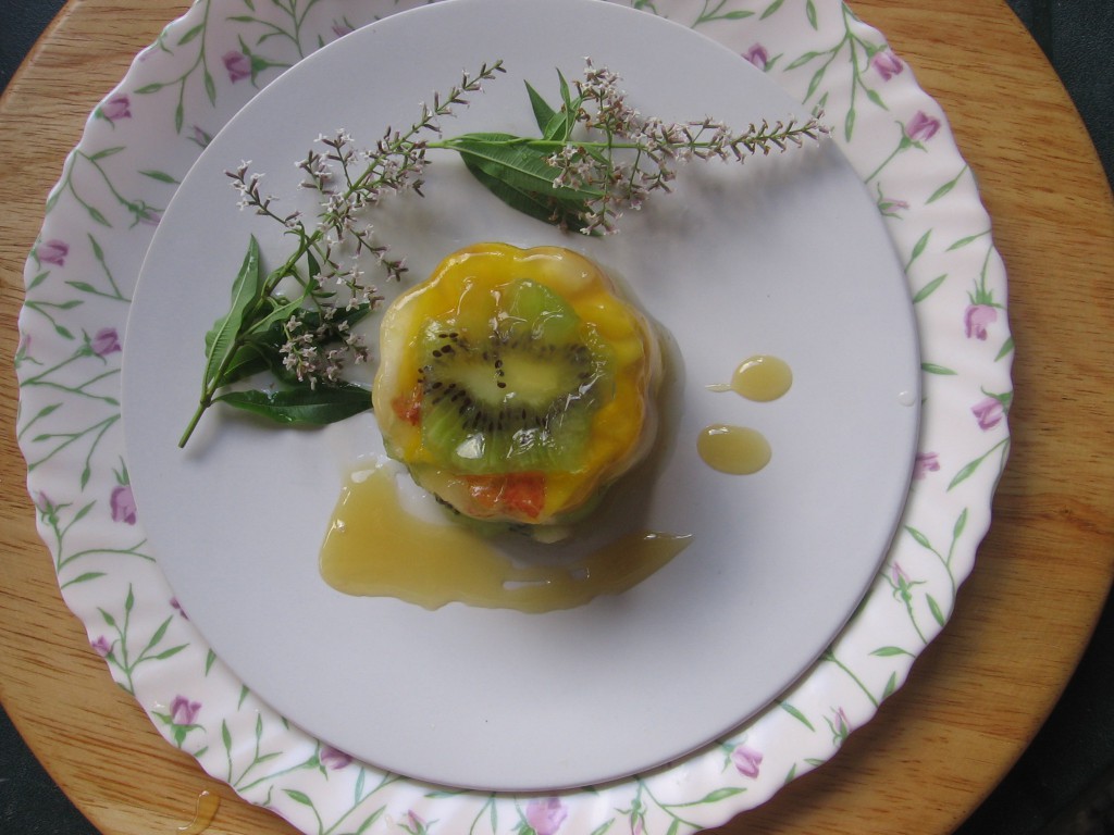 Une délicieuse salade de fruits en gelée de pommes