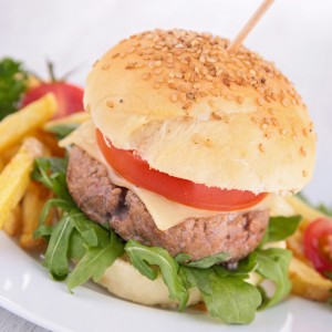 hamburger and french fries