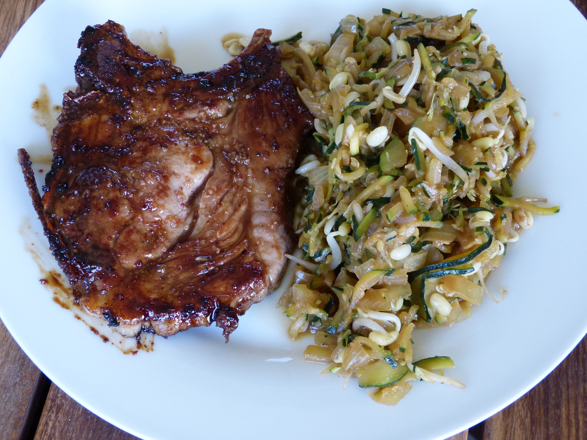 Côte échine de porc et sa marinade asiatique à la plancha