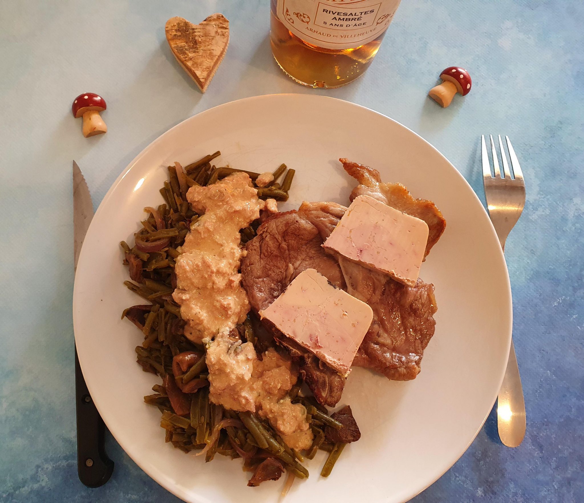 Côte échine de porc Rossini à la sauce au foie gras