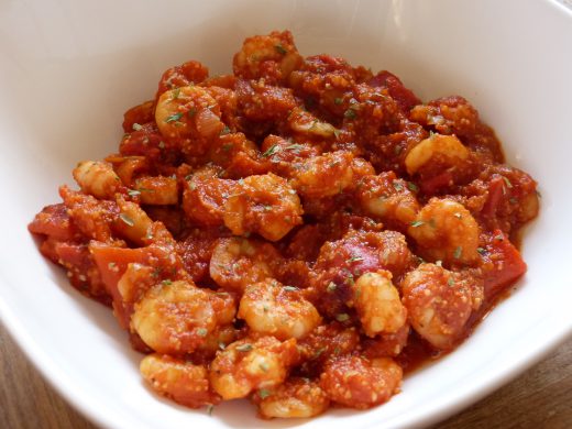 De délicieuses crevettes au poivron et au paprika
