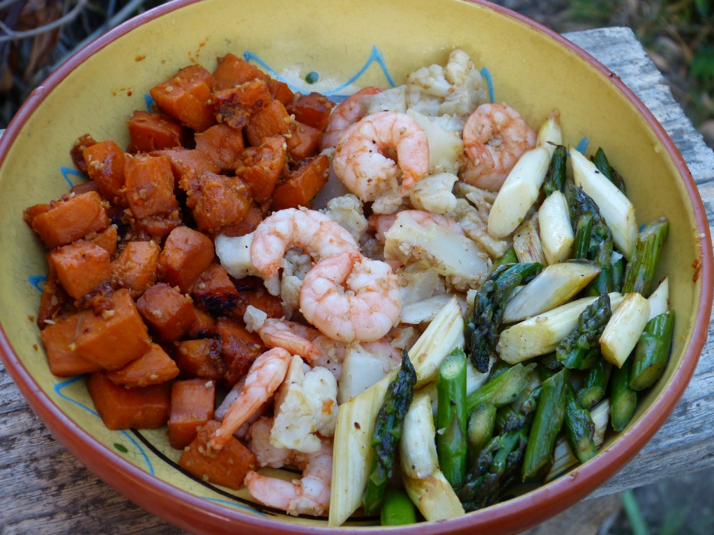 recette power bowl patates douces crevettes asperges