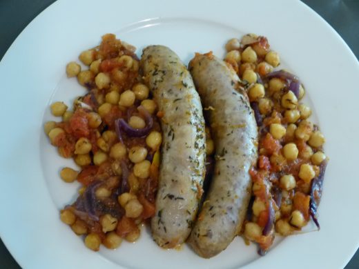 Tajine de saucisses aux pois chiches